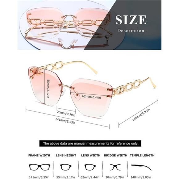 AEVOGUE Sunglasses For Women Oversized Rimless main image 5